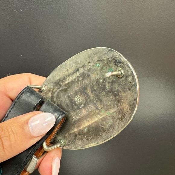 Lucchese men’s belt with abalone sterling silver made in Mexico large buckle - Picture 3 of 10